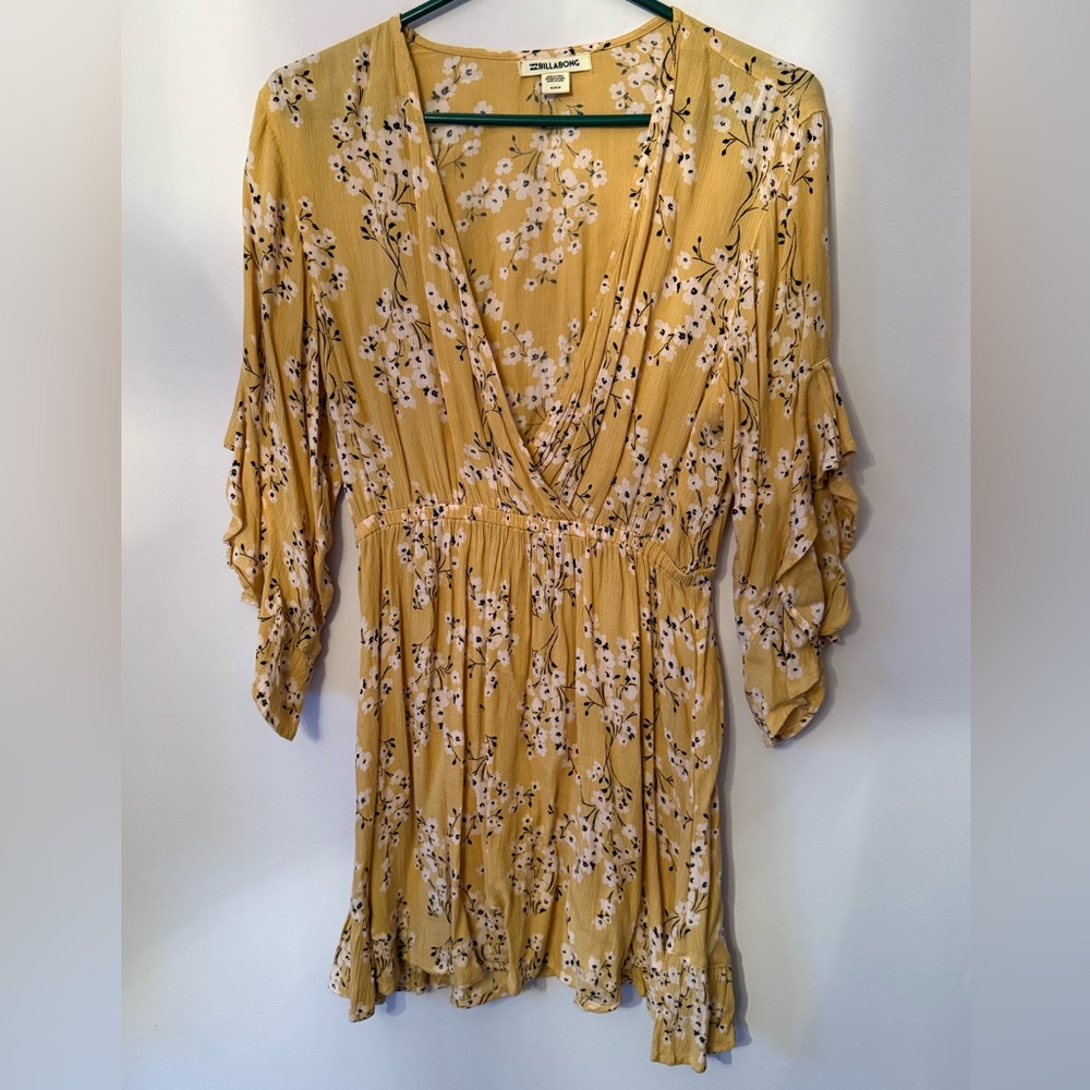 Billabong Mustard Yellow Floral Mini Dress